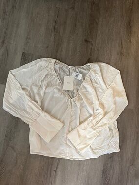 A.L.C. Silk V-Neck Long Sleeve Blouse 14 NWT